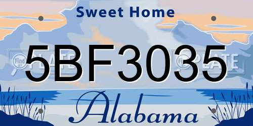 5BF3035 Alabama License Plate