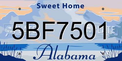 5BF7501 Alabama License Plate