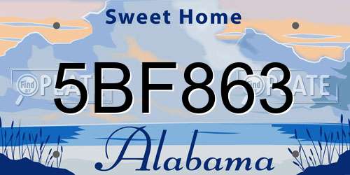 5BF863 Alabama License Plate