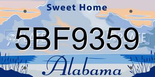 5BF9359 Alabama License Plate