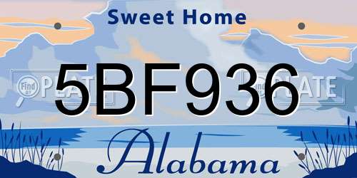 5BF936 Alabama License Plate