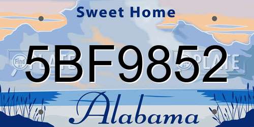 5BF9852 Alabama License Plate