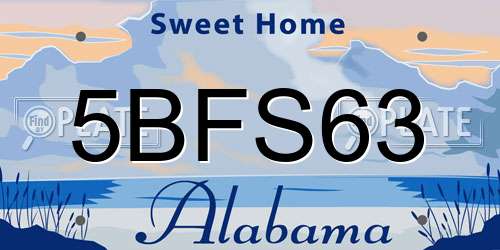 5BFS63 Alabama License Plate