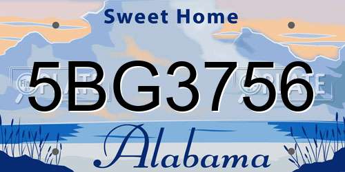5BG3756 Alabama License Plate