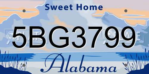 5BG3799 Alabama License Plate