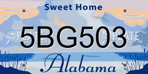 5BG503 Alabama License Plate
