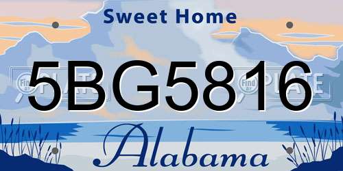 5BG5816 Alabama License Plate