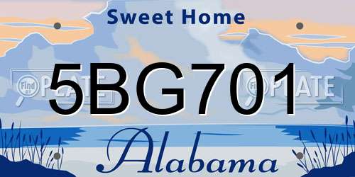 5BG701 Alabama License Plate