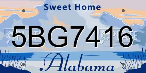 5BG7416 Alabama License Plate