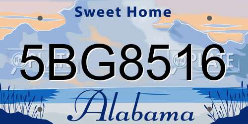 5BG8516 Alabama License Plate
