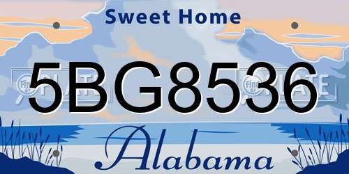 5BG8536 Alabama License Plate