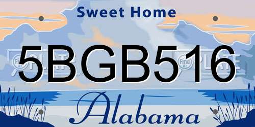 5BGB516 Alabama License Plate