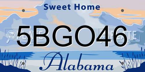 5BGO46 Alabama License Plate