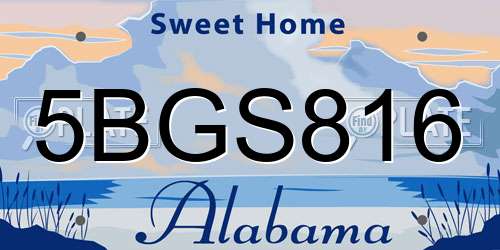 5BGS816 Alabama License Plate