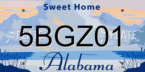 5BGZ01 Alabama License Plate