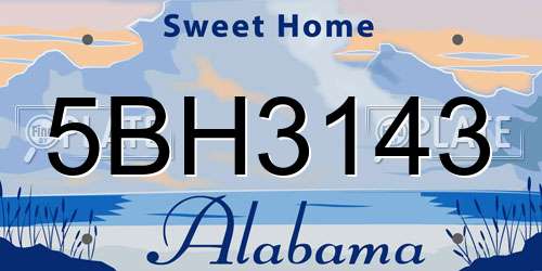 5BH3143 Alabama License Plate