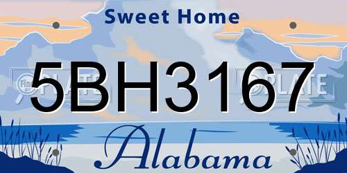 5BH3167 Alabama License Plate