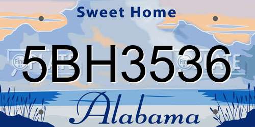 5BH3536 Alabama License Plate