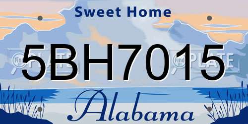5BH7015 Alabama License Plate