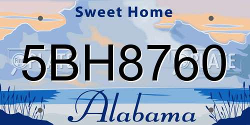 5BH8760 Alabama License Plate