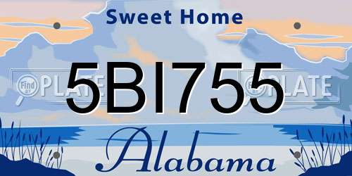 5BI755 Alabama License Plate