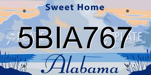 5BIA767 Alabama License Plate