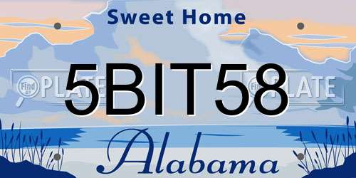 5BIT58 Alabama License Plate