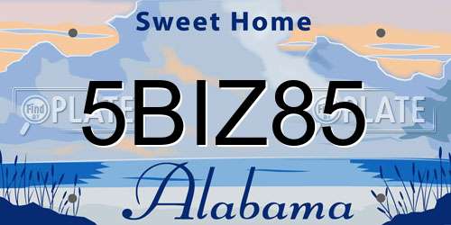 5BIZ85 Alabama License Plate