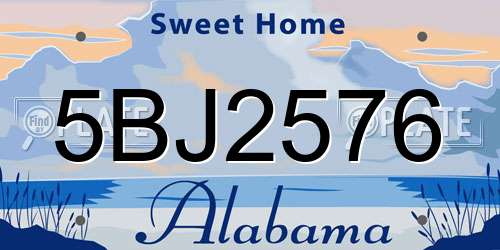 5BJ2576 Alabama License Plate