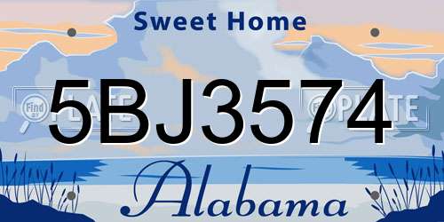 5BJ3574 Alabama License Plate