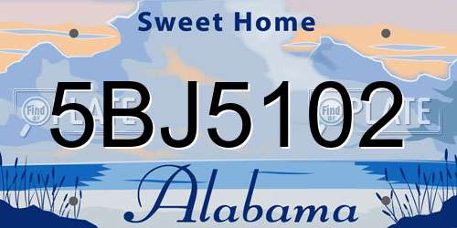 5BJ5102 Alabama License Plate
