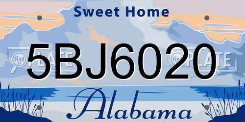 5BJ6020 Alabama License Plate