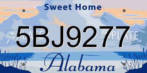 5BJ9277 Alabama License Plate