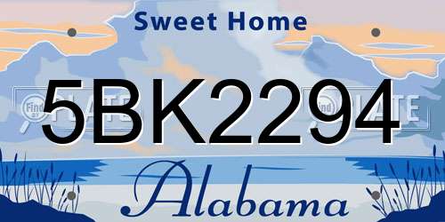 5BK2294 Alabama License Plate