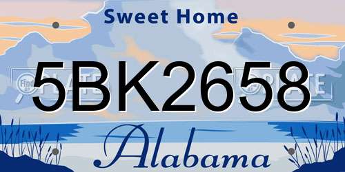 5BK2658 Alabama License Plate