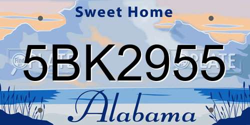5BK2955 Alabama License Plate