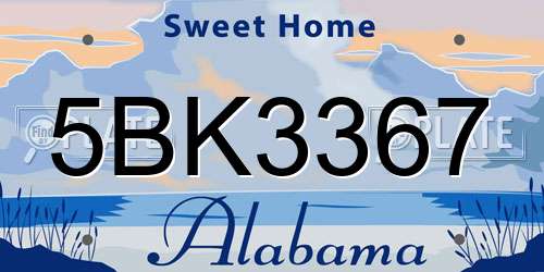 5BK3367 Alabama License Plate