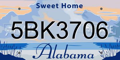 5BK3706 Alabama License Plate