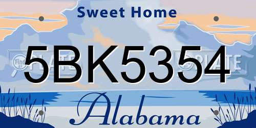 5BK5354 Alabama License Plate