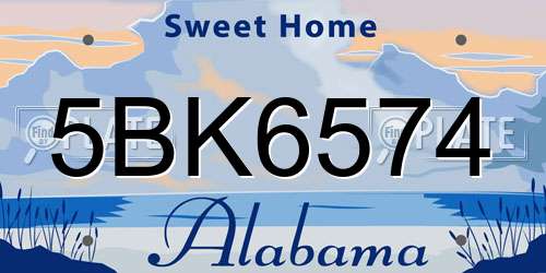 5BK6574 Alabama License Plate