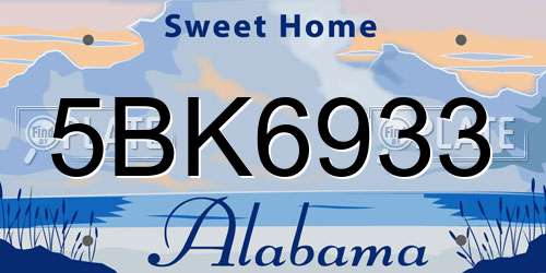 5BK6933 Alabama License Plate
