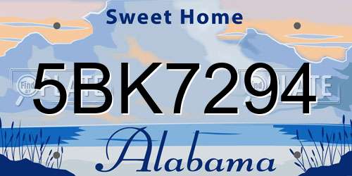 5BK7294 Alabama License Plate