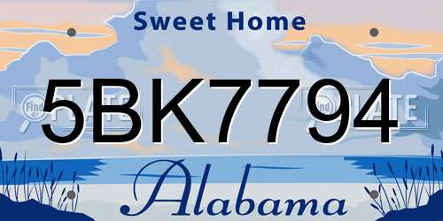 5BK7794 Alabama License Plate