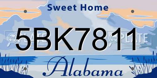 5BK7811 Alabama License Plate
