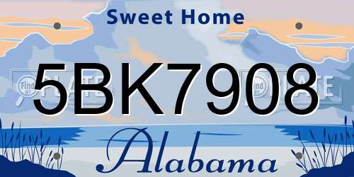 5BK7908 Alabama License Plate