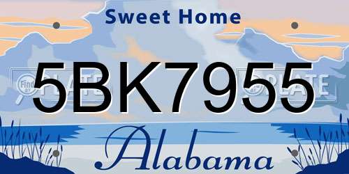 5BK7955 Alabama License Plate