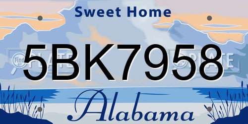 5BK7958 Alabama License Plate