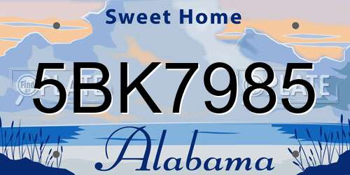 5BK7985 Alabama License Plate