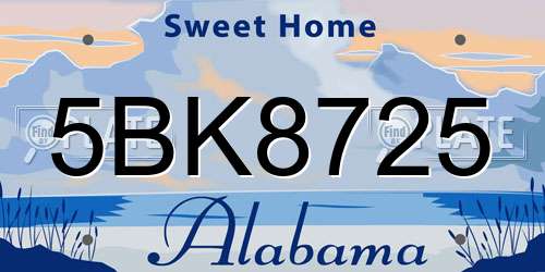 5BK8725 Alabama License Plate