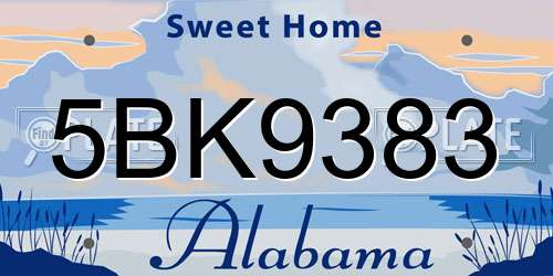 5BK9383 Alabama License Plate